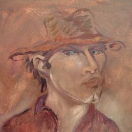 Autoritratto con Cappello e Camicia Rossa - Bruno Donadel